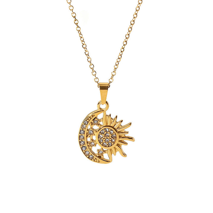 Olivenorma Boho Spiritual Sun Textured Heart Compass Coin Pendant Necklace - Sun&Moon - image 8
