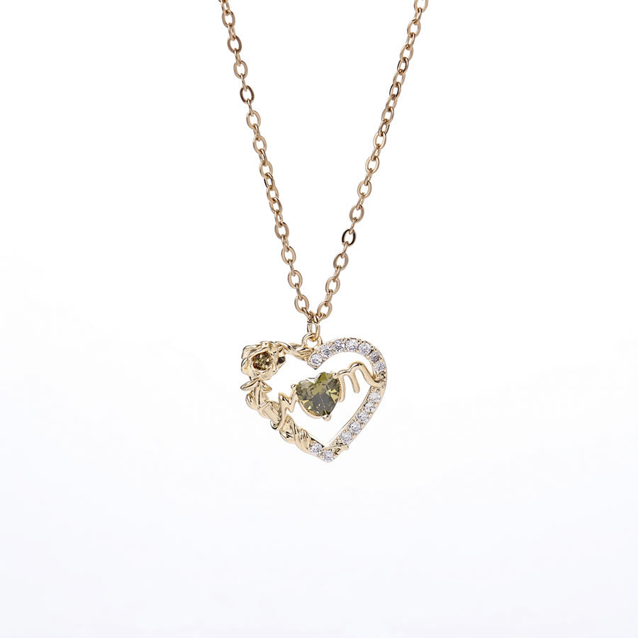 Olivenorma 12 Months Birthstone Hollow Heart MOM Jewelry Necklace - Aug - image 14