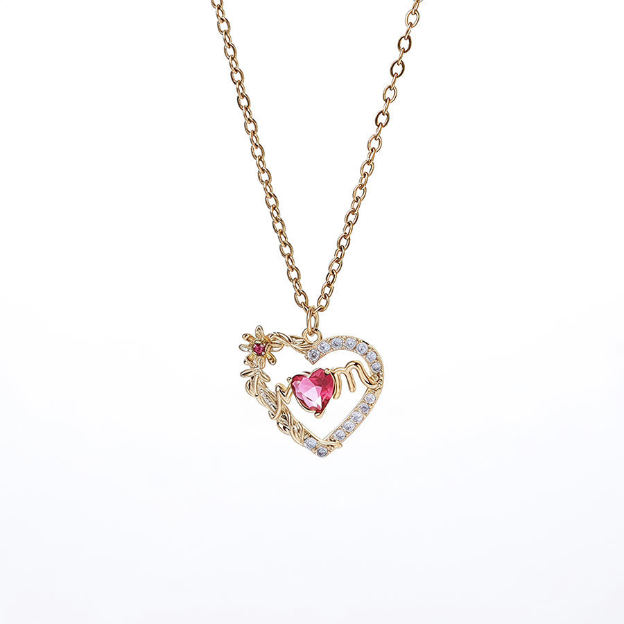 Olivenorma 12 Months Birthstone Hollow Heart MOM Jewelry Necklace - Jul - image 13