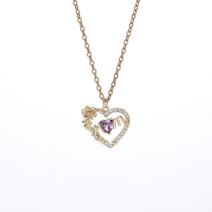 Olivenorma 12 Months Birthstone Hollow Heart MOM Jewelry Necklace - Jun - image 12
