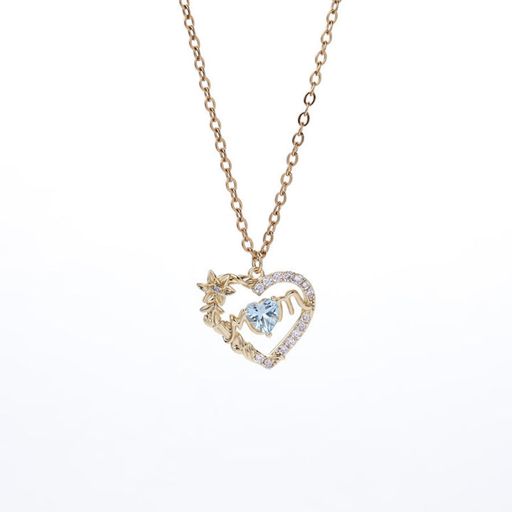 Olivenorma 12 Months Birthstone Hollow Heart MOM Jewelry Necklace - Mar - image 8