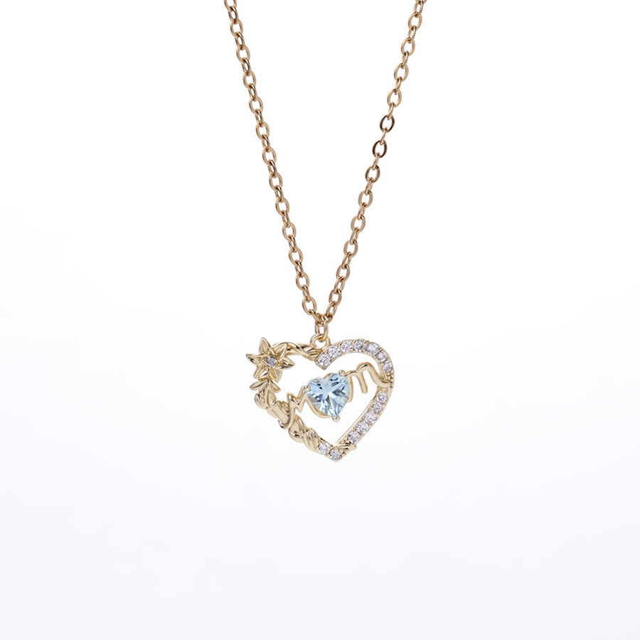 Olivenorma 12 Months Birthstone Hollow Heart MOM Jewelry Necklace - Mar - image 8