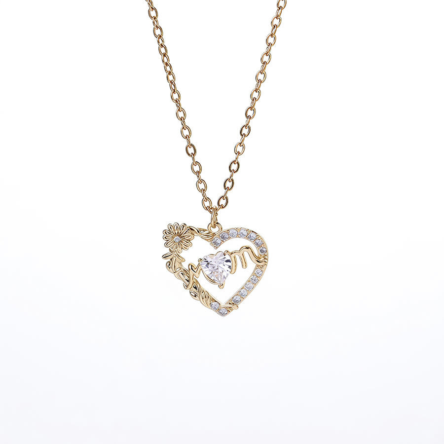 Olivenorma 12 Months Birthstone Hollow Heart MOM Jewelry Necklace - Apr - image 9