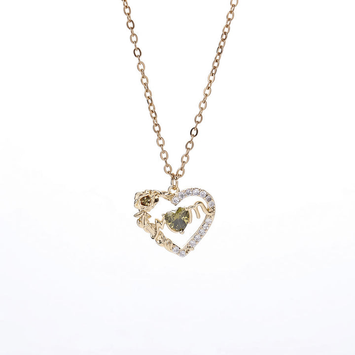 Olivenorma 12 Months Birthstone Hollow Heart MOM Jewelry Necklace - Aug - image 14