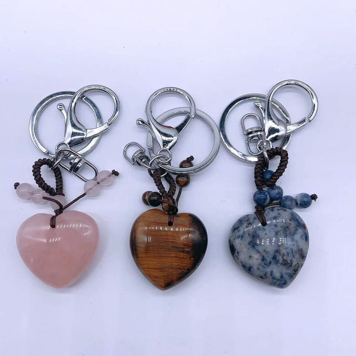Olivenorma Mixed Natural Crystal Heart Healing Pendant Keychain - image 6