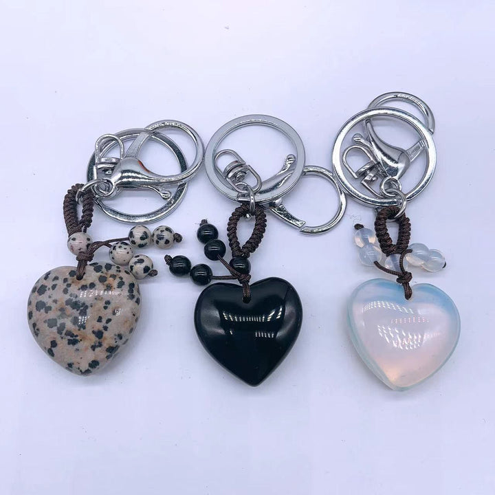 Olivenorma Mixed Natural Crystal Heart Healing Pendant Keychain - image 7