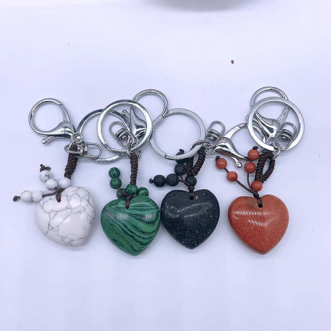 Olivenorma Mixed Natural Crystal Heart Healing Pendant Keychain - image 5