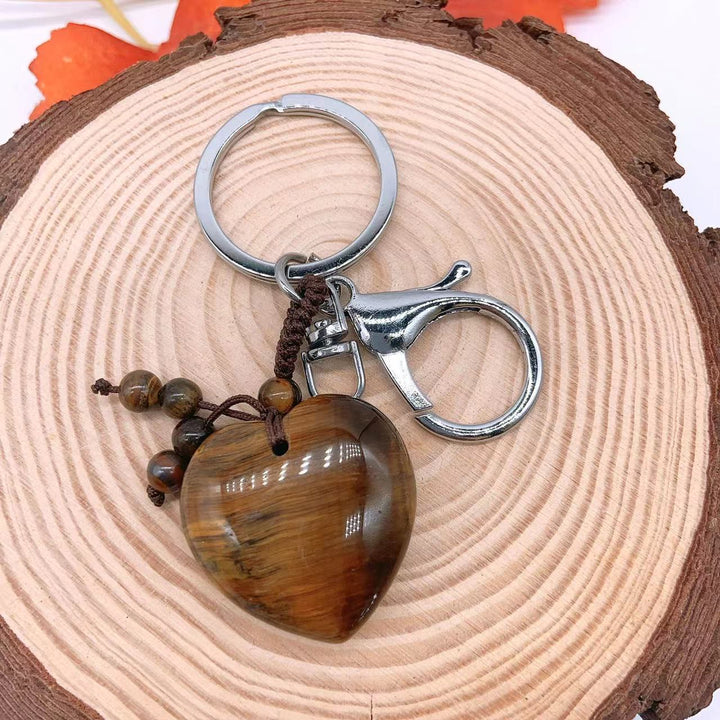 Olivenorma Mixed Natural Crystal Heart Healing Pendant Keychain - Tiger Eye - image 23