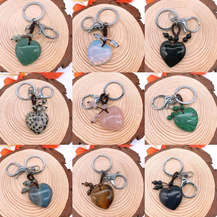 Olivenorma Mixed Natural Crystal Heart Healing Pendant Keychain - image 2