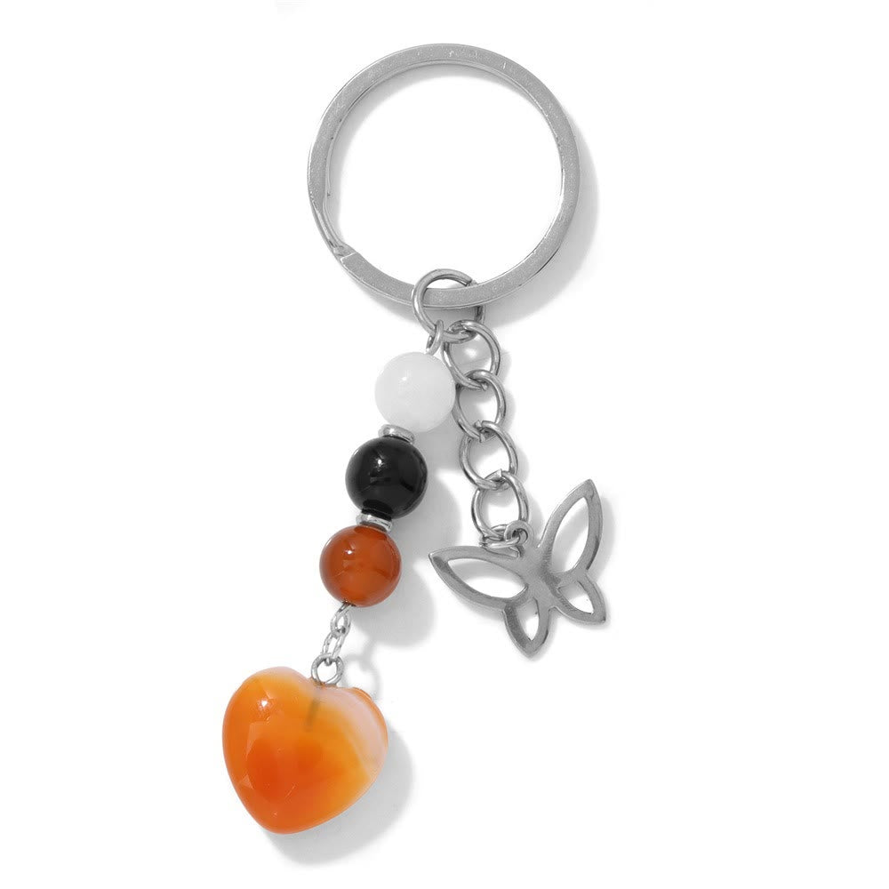 Olivenorma Chakra Bead Heart Natural Gemstone Pendant Keychain - Crazy Lace Agate - image 15
