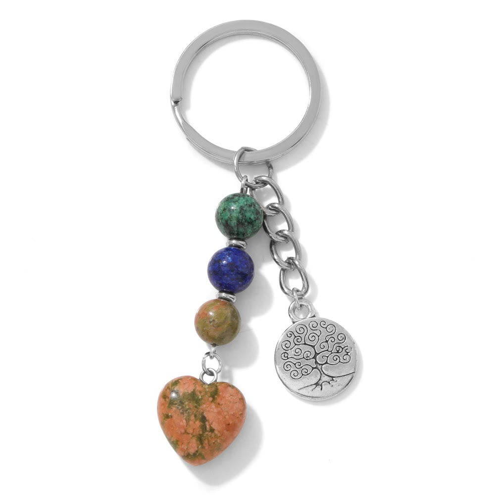 Olivenorma Chakra Bead Heart Natural Gemstone Pendant Keychain - Rhodochrosite - image 7