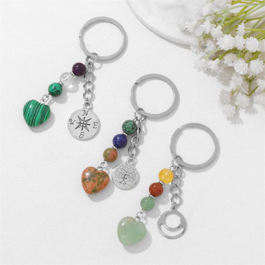 Olivenorma Chakra Bead Heart Natural Gemstone Pendant Keychain - image 2