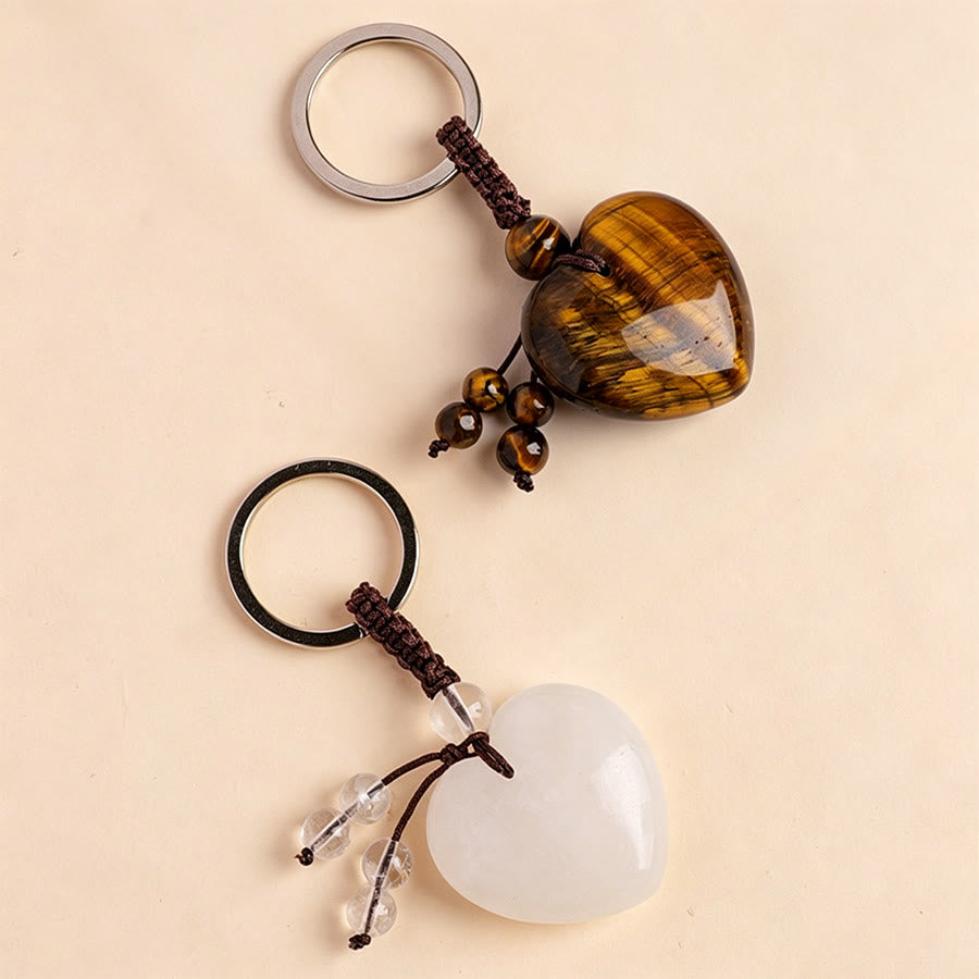 Olivenorma Natural Heart Crystal Pendant Braided Rope Keychain - image 4