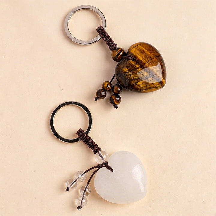 Olivenorma Natural Heart Crystal Pendant Braided Rope Keychain - image 4