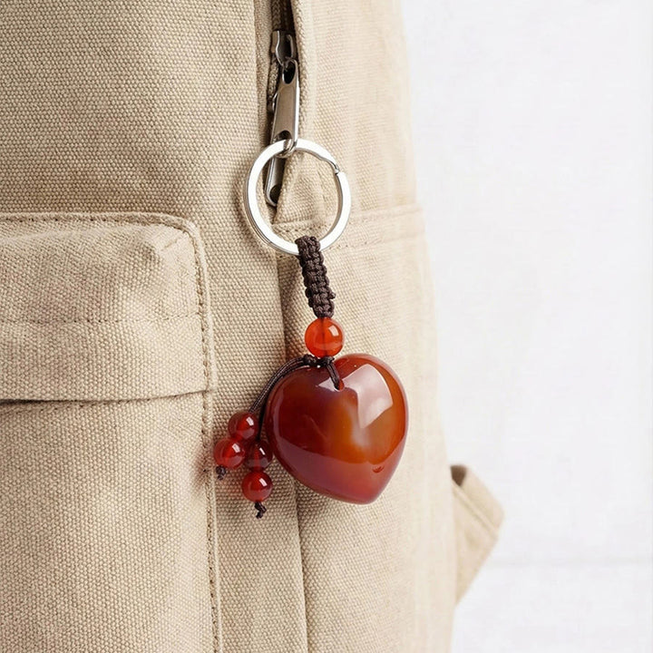 Olivenorma Natural Heart Crystal Pendant Braided Rope Keychain - image 14