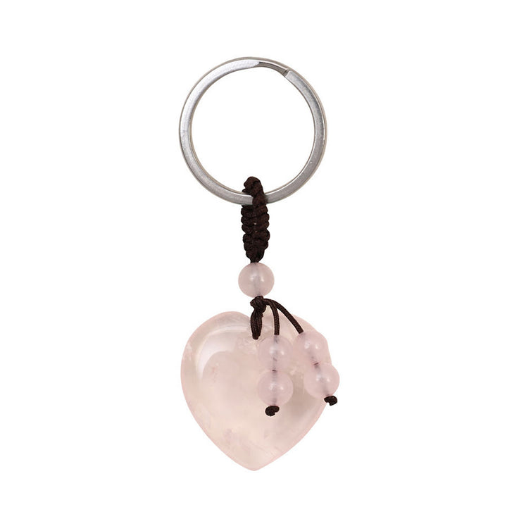 Olivenorma Multi-Type Healing Crystal Heart Pocket Bag Charm Keychain - Rose Quartz - image 2