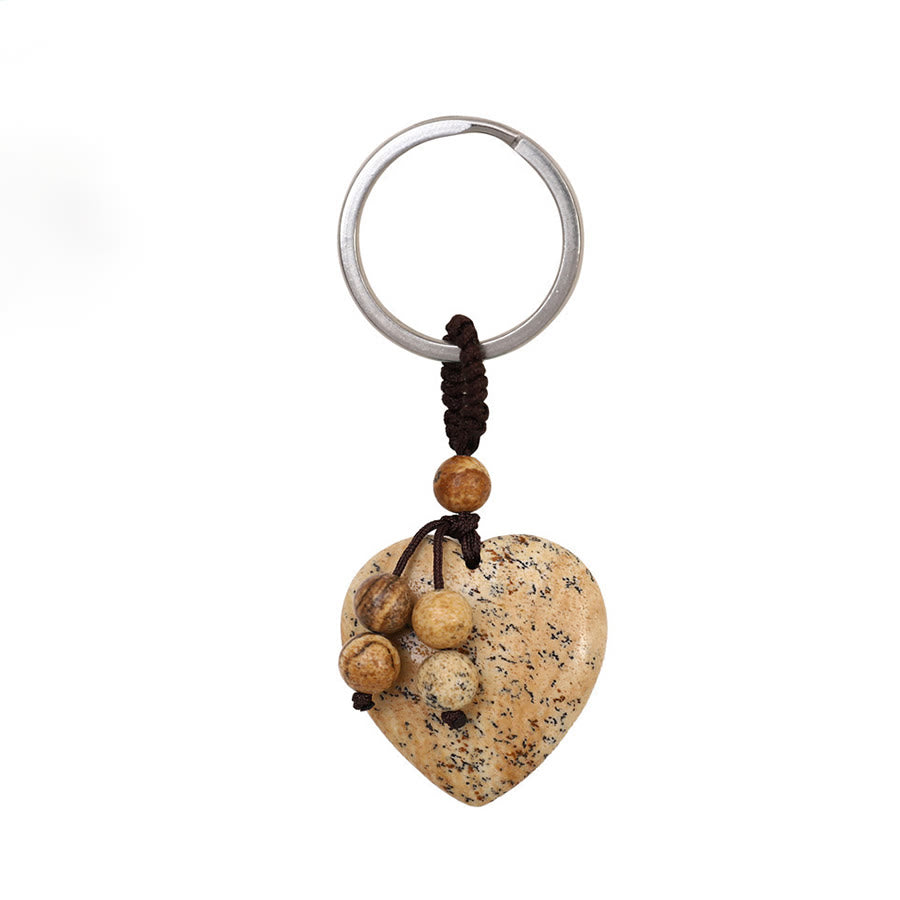 Olivenorma Multi-Type Healing Crystal Heart Pocket Bag Charm Keychain - Dalmatian Jasper - image 6