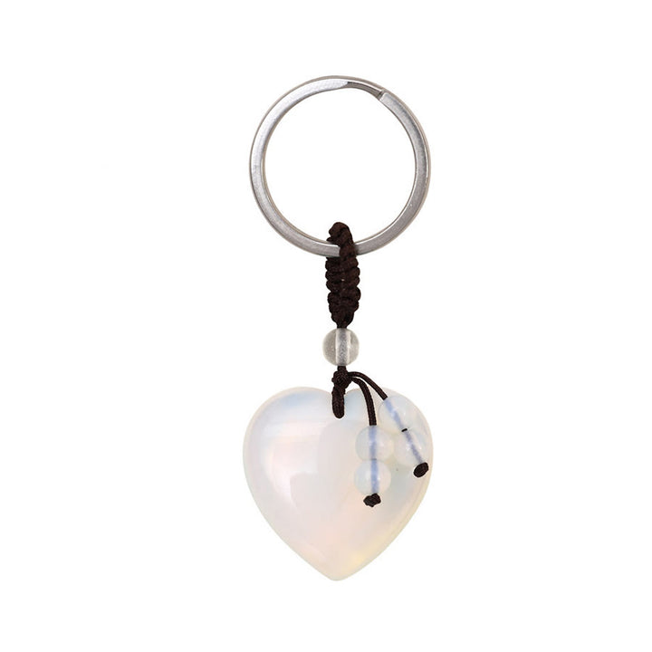 Olivenorma Multi-Type Healing Crystal Heart Pocket Bag Charm Keychain - Opal - image 12