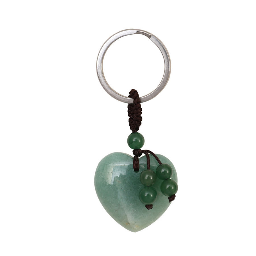 Olivenorma Multi-Type Healing Crystal Heart Pocket Bag Charm Keychain - Green Aventurine - image 8