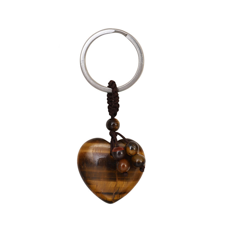 Olivenorma Multi-Type Healing Crystal Heart Pocket Bag Charm Keychain - Tiger Eye - image 10