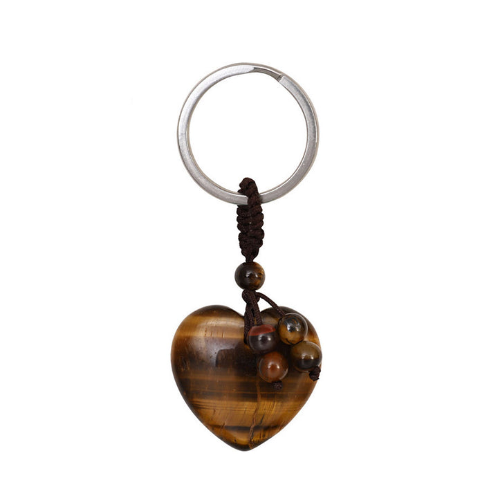 Olivenorma Multi-Type Healing Crystal Heart Pocket Bag Charm Keychain - Tiger Eye - image 10