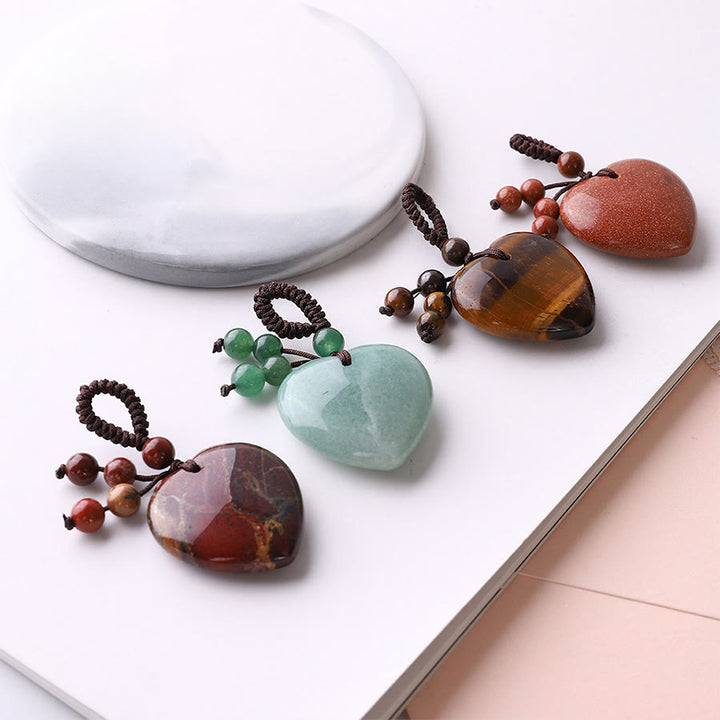 Olivenorma Multi-Type Healing Crystal Heart Pocket Bag Charm Keychain - image 1