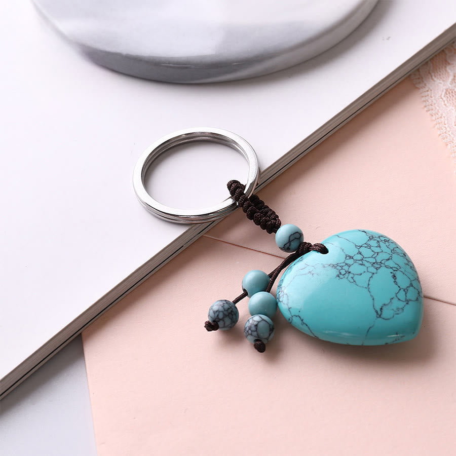 Olivenorma Multi-Type Healing Crystal Heart Pocket Bag Charm Keychain - image 5