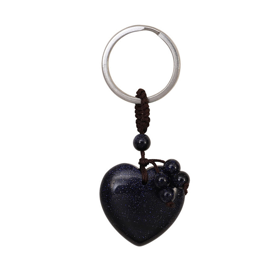 Olivenorma Multi-Type Healing Crystal Heart Pocket Bag Charm Keychain - Blue Sand Stone - image 16