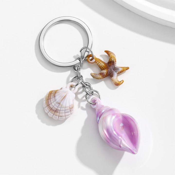 Olivenorma Summer Ocean Conch Starfish Shell Pendant Keychain - Purple - image 5