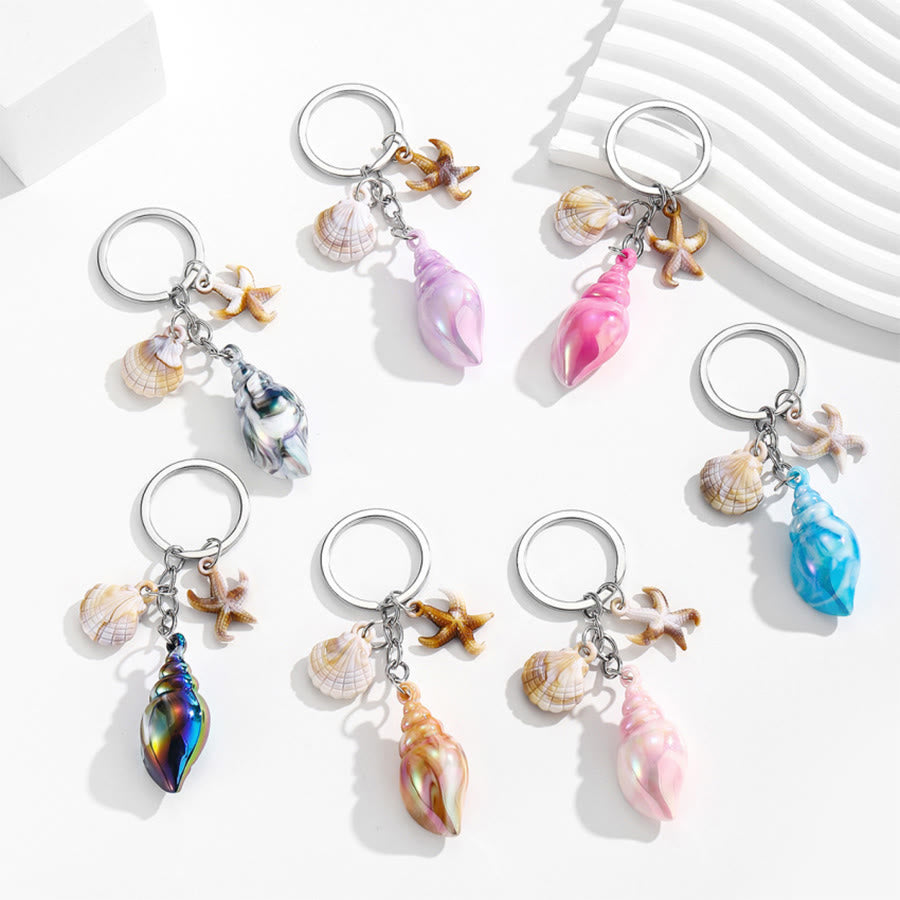 Olivenorma Summer Ocean Conch Starfish Shell Pendant Keychain - image 0