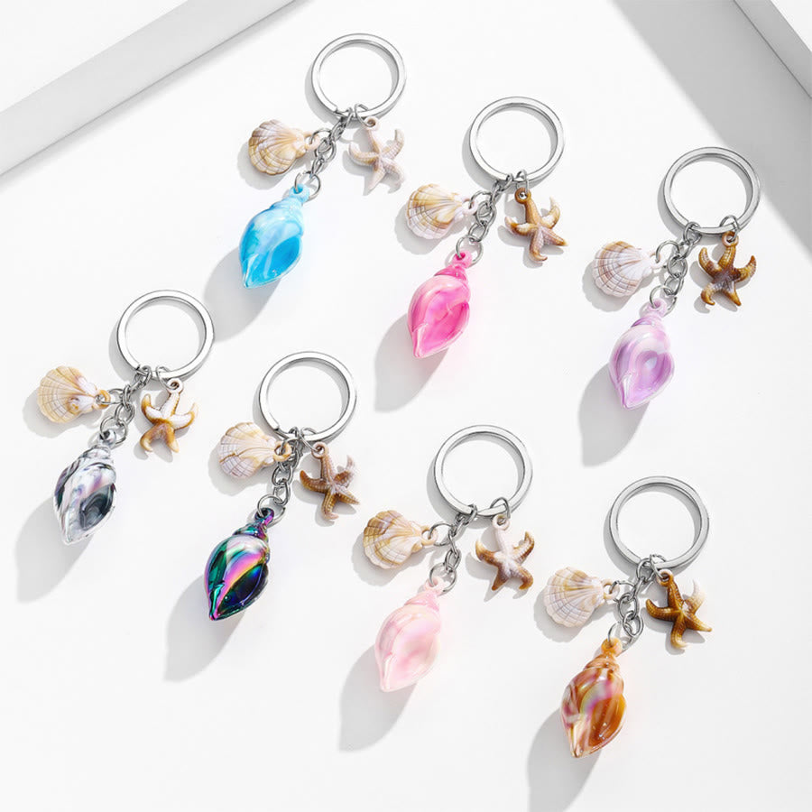 Olivenorma Summer Ocean Conch Starfish Shell Pendant Keychain - image 1