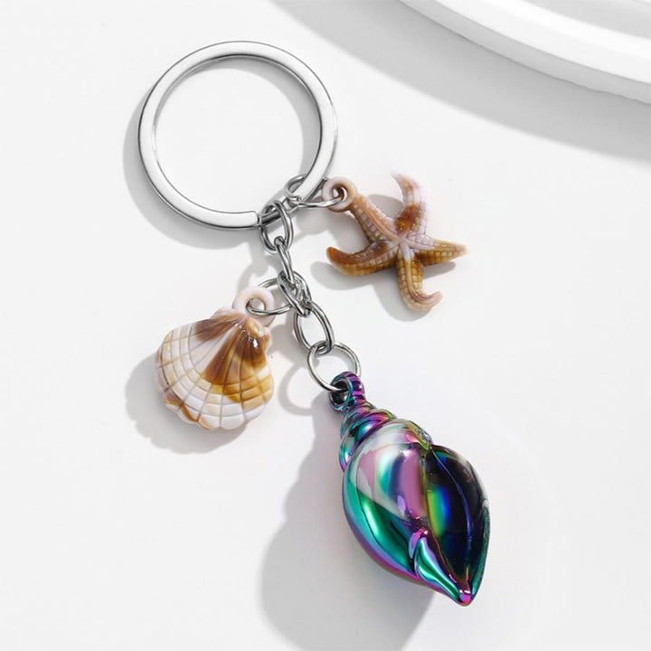 Olivenorma Summer Ocean Conch Starfish Shell Pendant Keychain - Iridescent Black - image 7