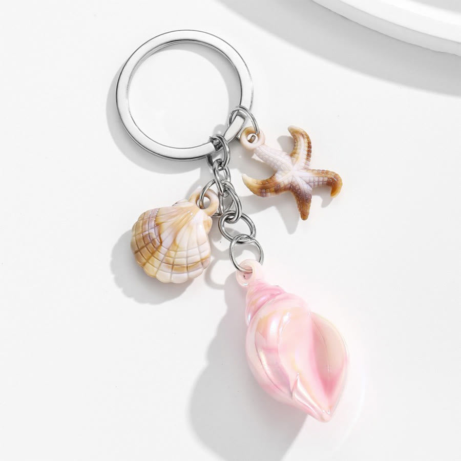 Olivenorma Summer Ocean Conch Starfish Shell Pendant Keychain - Pink - image 9