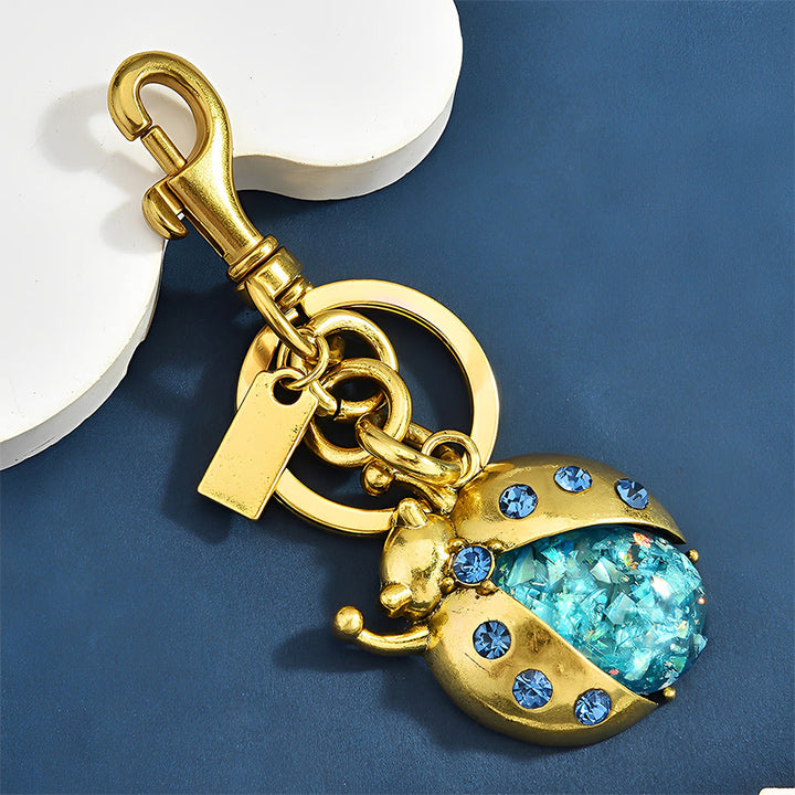 Olivenorma Anti-Rust Lobster Clasp Ladybug Bag Accessory Keychain - Gold&Blue - image 2
