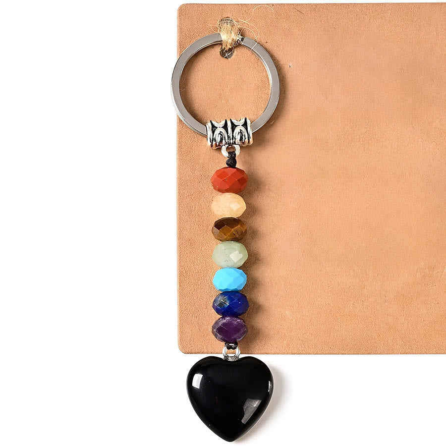 Olivenorma Wealth Success Natural Stone Heart Pendant Good Luck Keychain - Seven Chakra - image 8