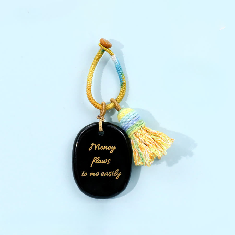 Olivenorma Money Flows To Me Easily Positive Affirmation Keychain - Obsidian - image 7