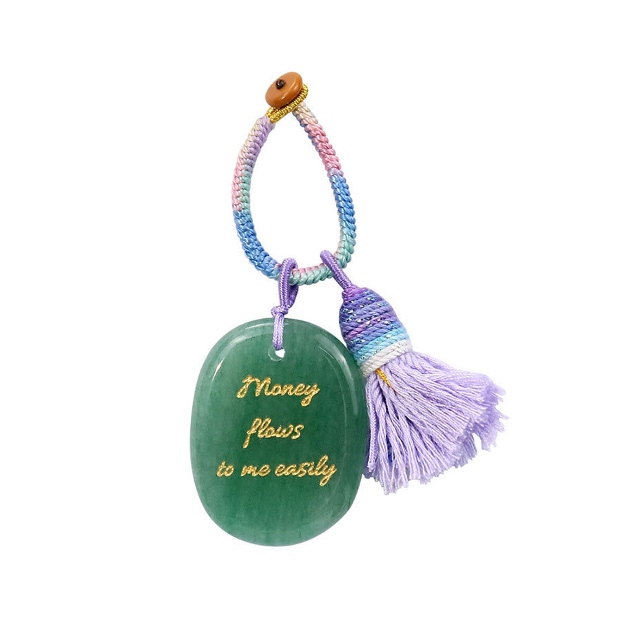 Olivenorma Money Flows To Me Easily Positive Affirmation Keychain - Green Aventurine - image 0