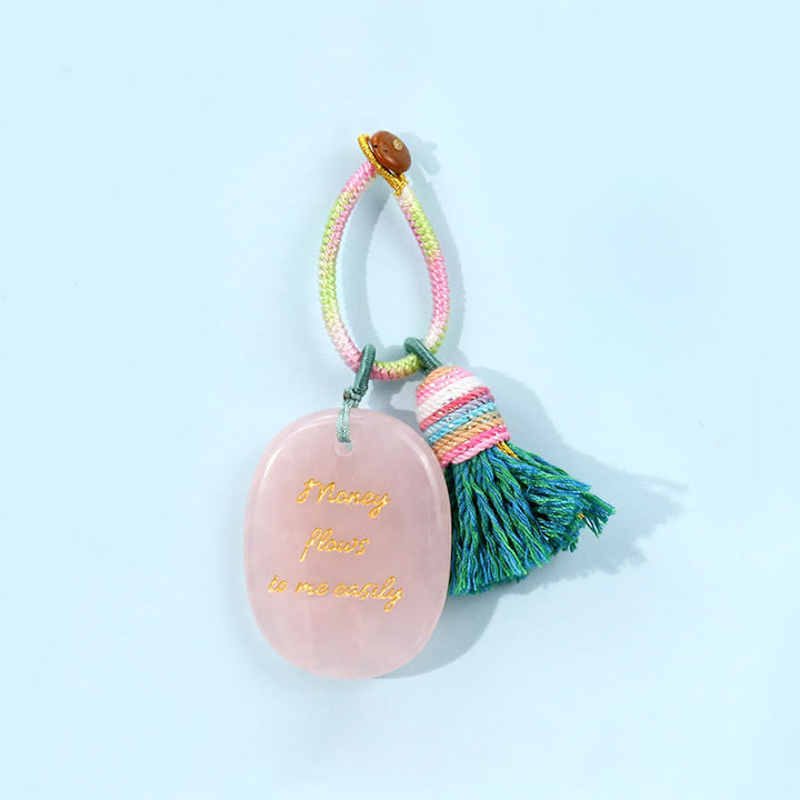 Olivenorma Money Flows To Me Easily Positive Affirmation Keychain - Rose Quartz - image 3