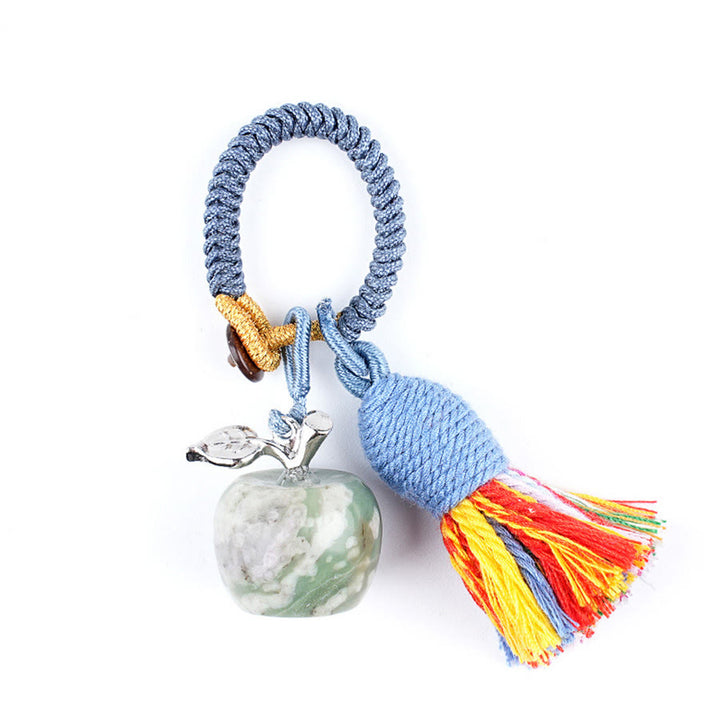 Olivenorma Multi Color Natural Stone Apple Pendant Rainbow Tassel Keychain - Peace Jasper - image 34