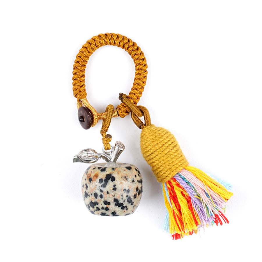 Olivenorma Multi Color Natural Stone Apple Pendant Rainbow Tassel Keychain - Dalmatian Jasper - image 18