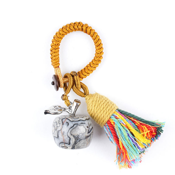 Olivenorma Multi Color Natural Stone Apple Pendant Rainbow Tassel Keychain - Picasso Jasper - image 36