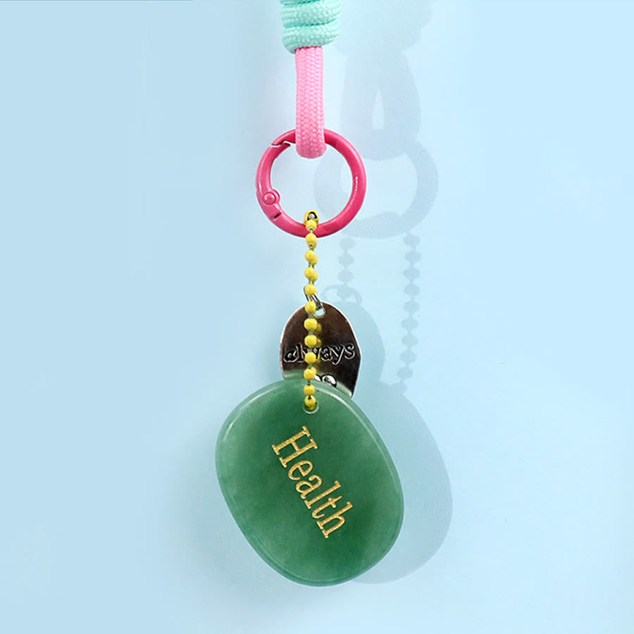 Olivenorma Engraved Positive Word Natural Stone Lanyard Bag Charm Keychain - Green Aventurine - image 7