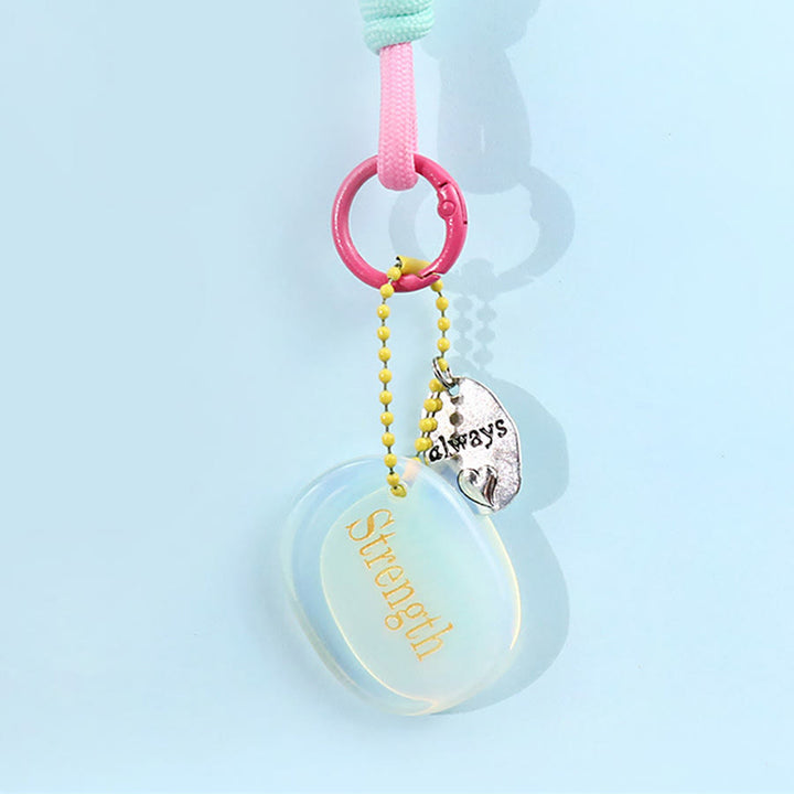 Olivenorma Engraved Positive Word Natural Stone Lanyard Bag Charm Keychain - Opal - image 34