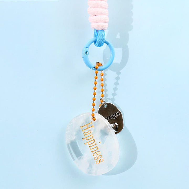 Olivenorma Engraved Positive Word Natural Stone Lanyard Bag Charm Keychain - Clear Quartz - image 32