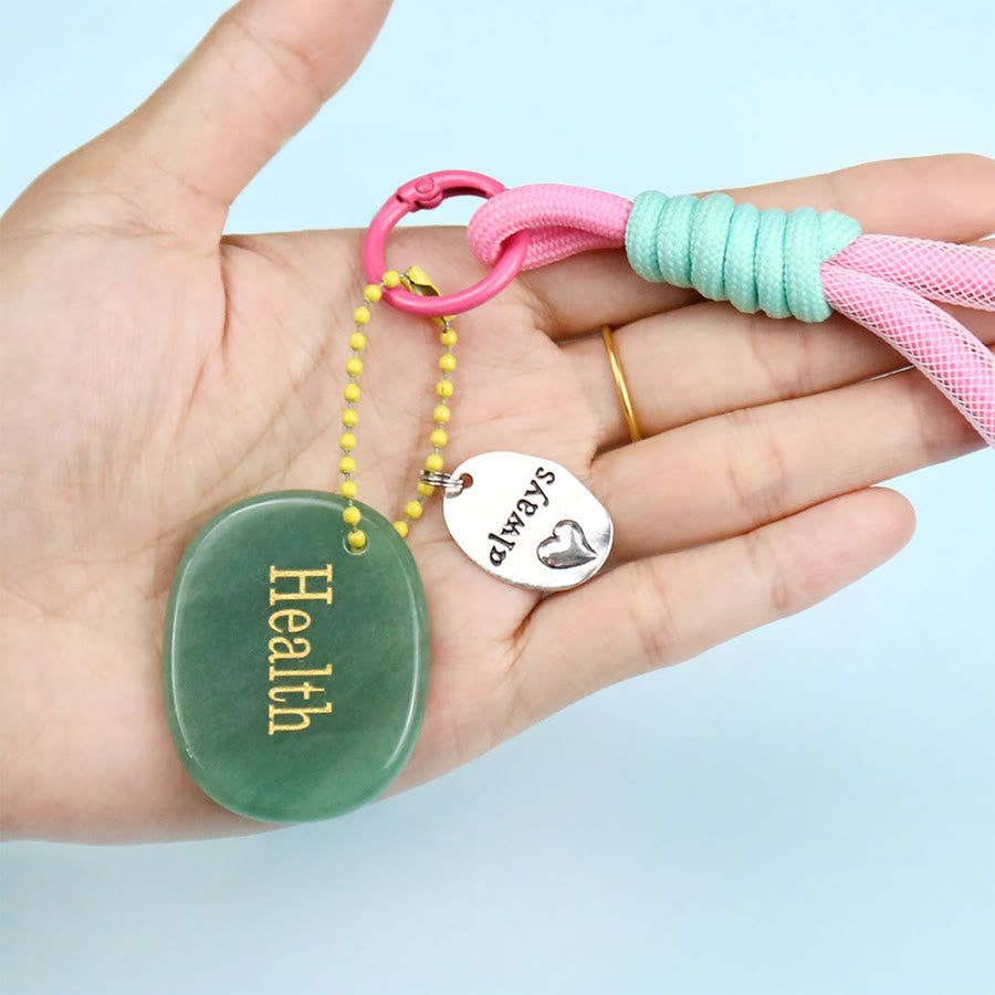 Olivenorma Engraved Positive Word Natural Stone Lanyard Bag Charm Keychain - image 10