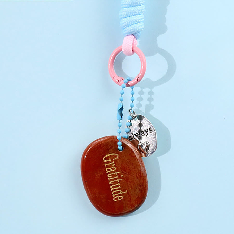 Olivenorma Engraved Positive Word Natural Stone Lanyard Bag Charm Keychain - Red Jasper - image 16