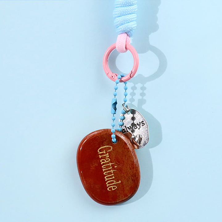 Olivenorma Engraved Positive Word Natural Stone Lanyard Bag Charm Keychain - Red Jasper - image 16