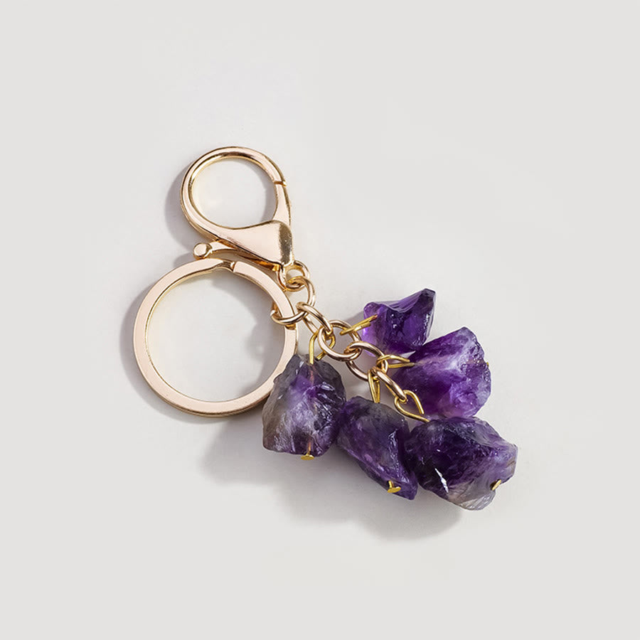Olivenorma Natural Rough Gemstone Energy Balancing Keychain - Amethyst - image 14
