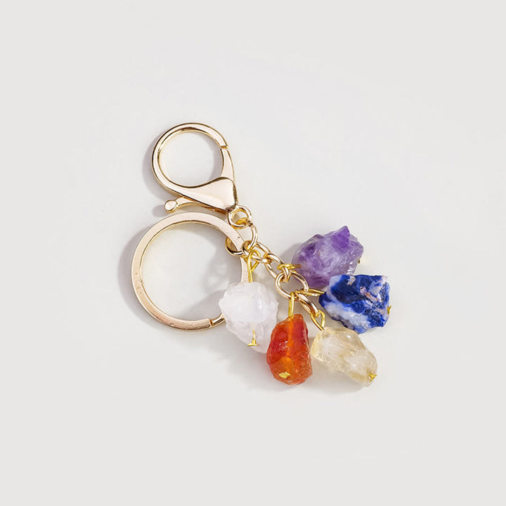 Olivenorma Natural Rough Gemstone Energy Balancing Keychain - Mixed Crystal - image 13