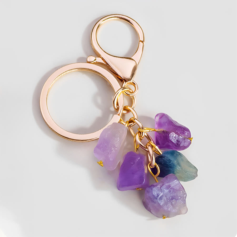 Olivenorma Natural Rough Gemstone Energy Balancing Keychain - Fluorite - image 4